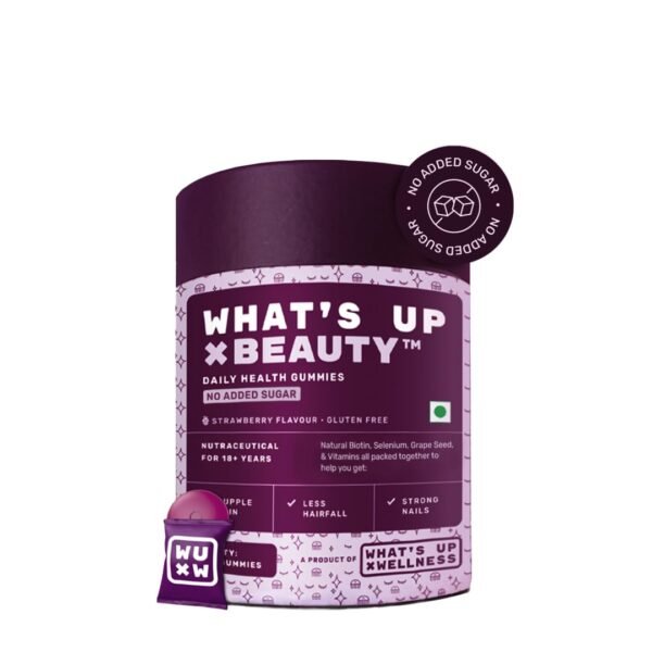 What's Up Wellness Biotin Gummies for Hair Growth, Glowing Skin & Nails