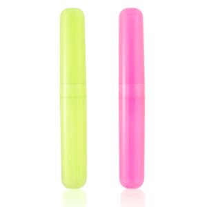 Ozette Plastic Toothbrush Container Cover Cap Family Pack of 2
