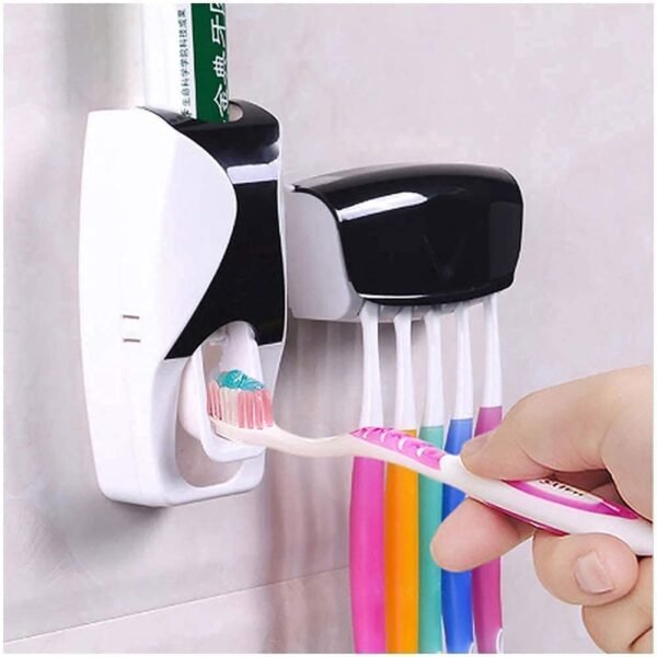 Plastic Toothbrush Holder with Cover Automatic Toothpaste Dispenser