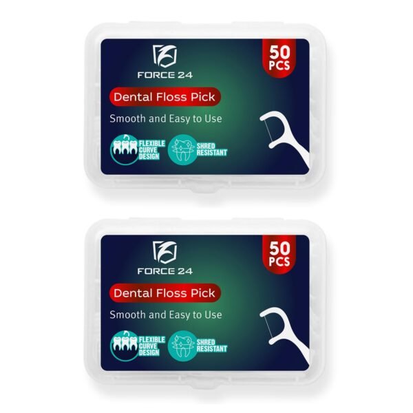 Force24 Dental Floss Picks for Tooth Cleaning (50pcs) (Pack of 2)