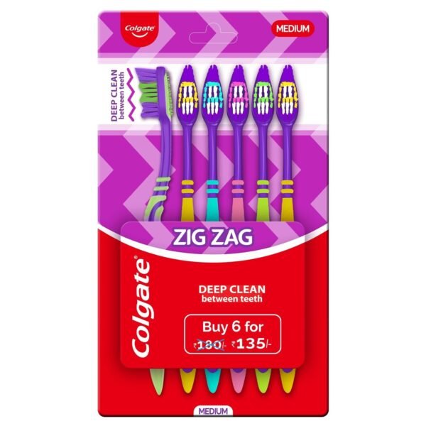 Colgate ZigZag Manual Toothbrush for adults Pack of 6