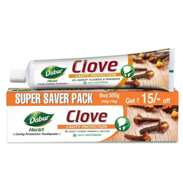 Dabur Herb'l Clove 300g (200g + 100g) - Cavity Protection Toothpaste