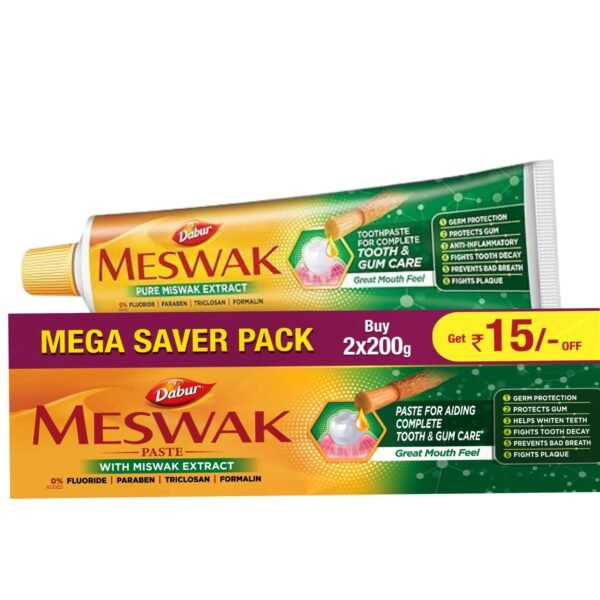 Dabur Meswak Complete Oral Care Toothpaste - 400g (200g x 2, Pack of 2)