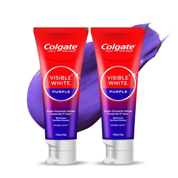 Colgate Visible White Purple Toothpaste for Teeth Whitening (Combo Pack, 200g + 40g)